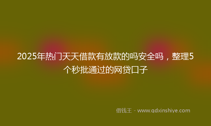 2025年热门天天借款有放款的吗安全吗，整理5个秒批通过的网贷口子