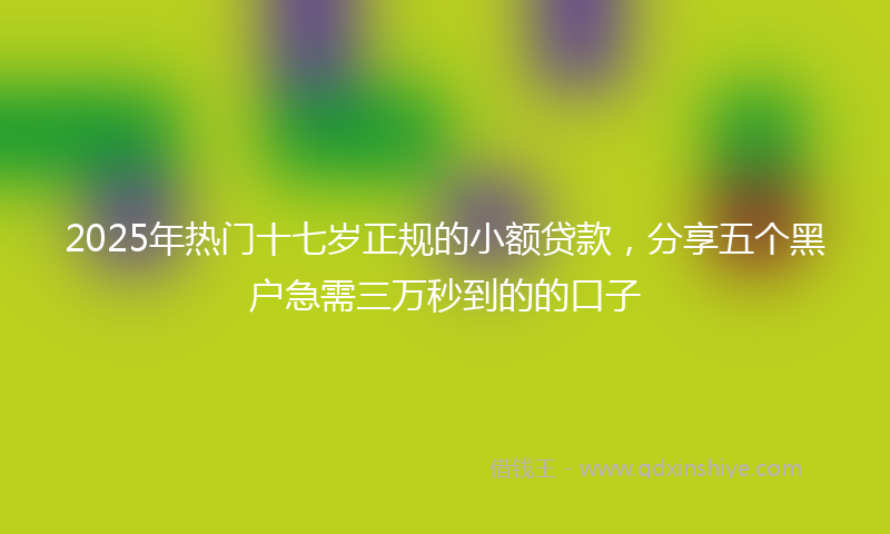 2025年热门十七岁正规的小额贷款，分享五个黑户急需三万秒到的的口子