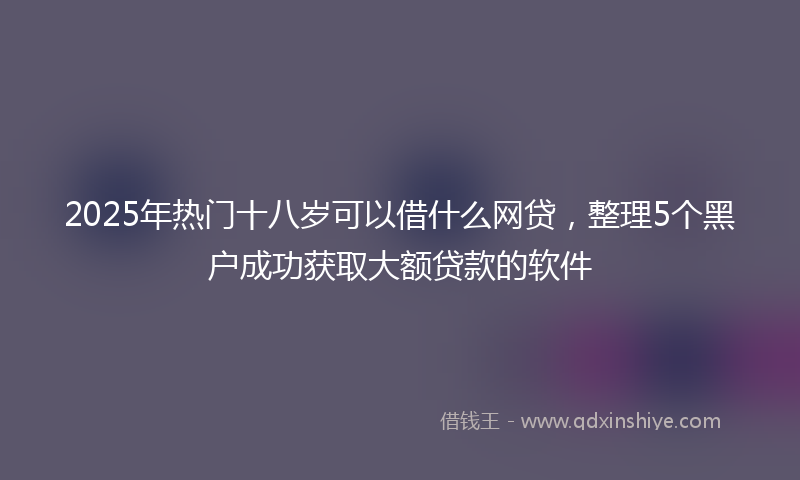 2025年热门十八岁可以借什么网贷，整理5个黑户成功获取大额贷款的软件