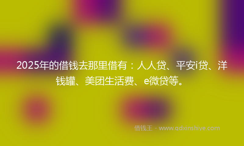 2025年的借钱去那里借有：人人贷、平安i贷、洋钱罐、美团生活费、e微贷等。