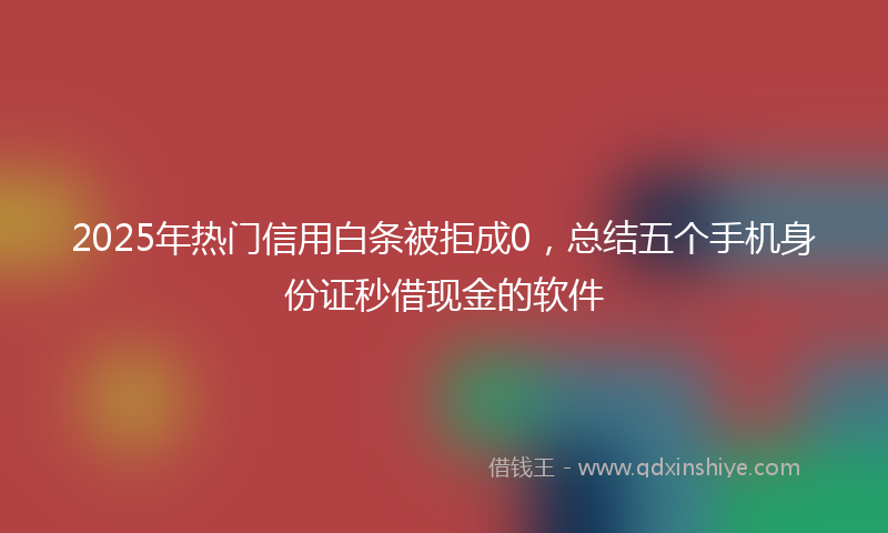 2025年热门信用白条被拒成0，总结五个手机身份证秒借现金的软件