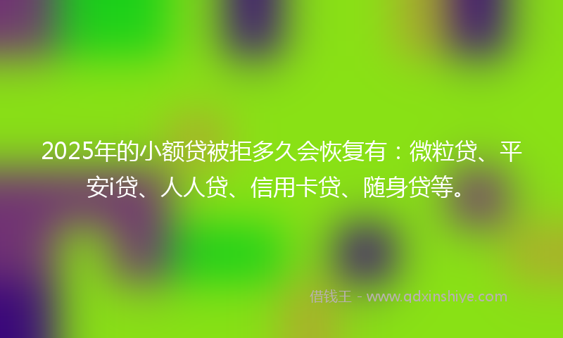 2025年的小额贷被拒多久会恢复有：微粒贷、平安i贷、人人贷、信用卡贷、随身贷等。
