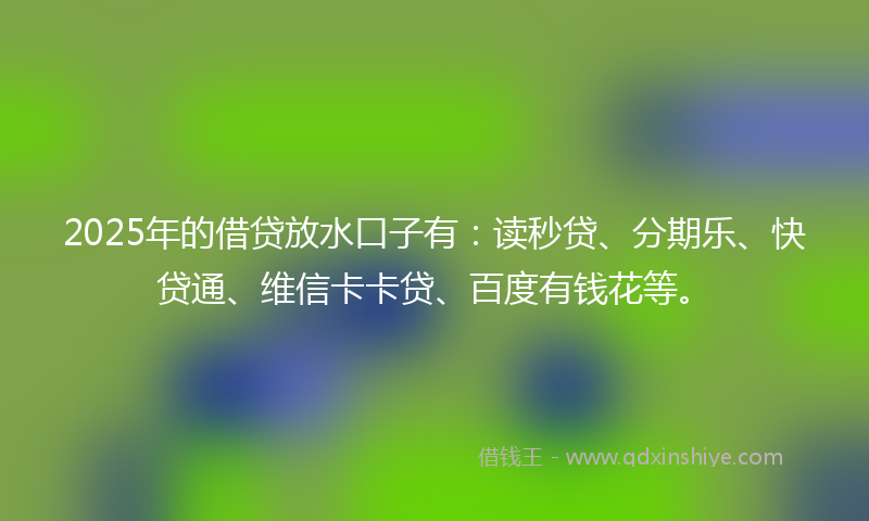 2025年的借贷放水口子有：读秒贷、分期乐、快贷通、维信卡卡贷、百度有钱花等。