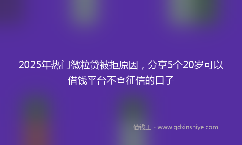 2025年热门微粒贷被拒原因，分享5个20岁可以借钱平台不查征信的口子