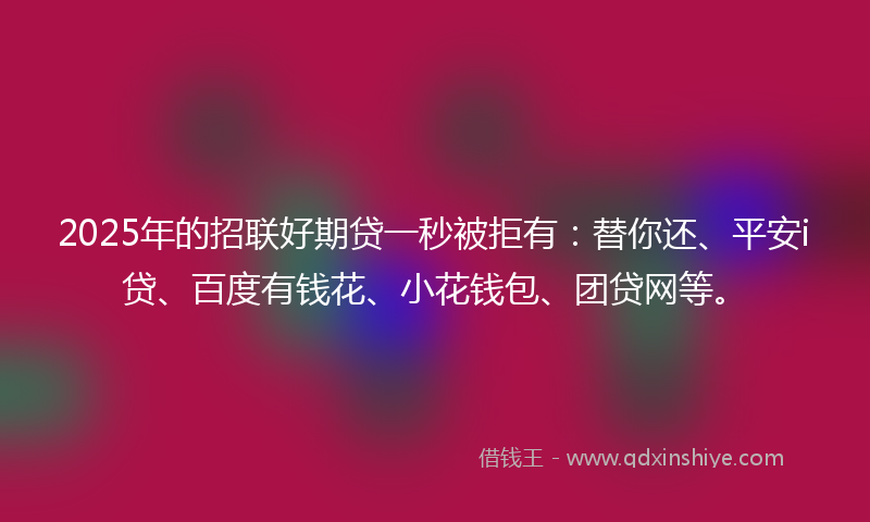 2025年的招联好期贷一秒被拒有：替你还、平安i贷、百度有钱花、小花钱包、团贷网等。