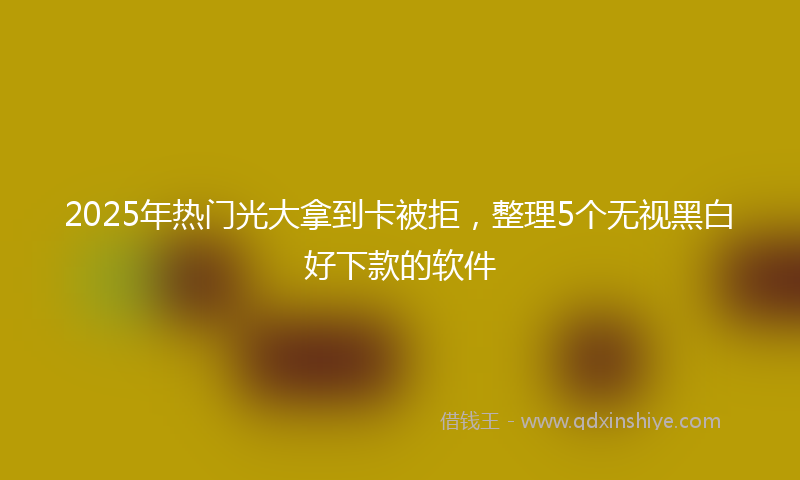 2025年热门光大拿到卡被拒，整理5个无视黑白好下款的软件