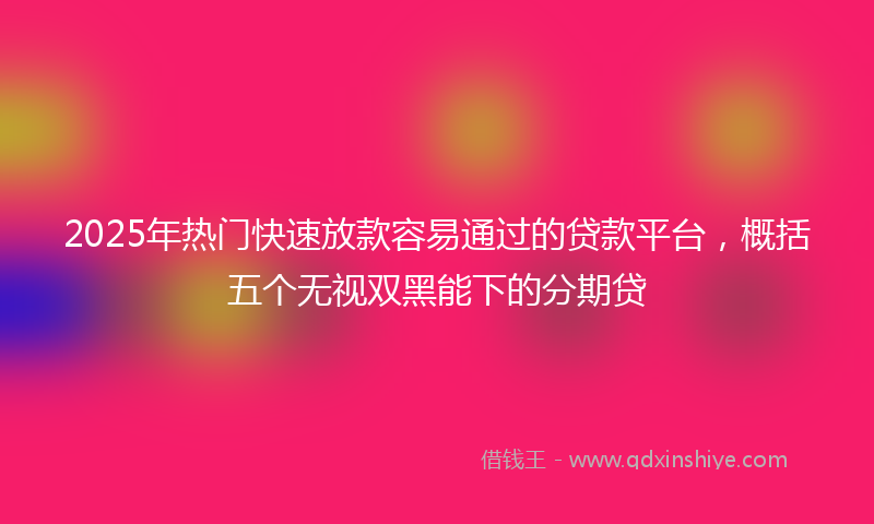 2025年热门快速放款容易通过的贷款平台，概括五个无视双黑能下的分期贷