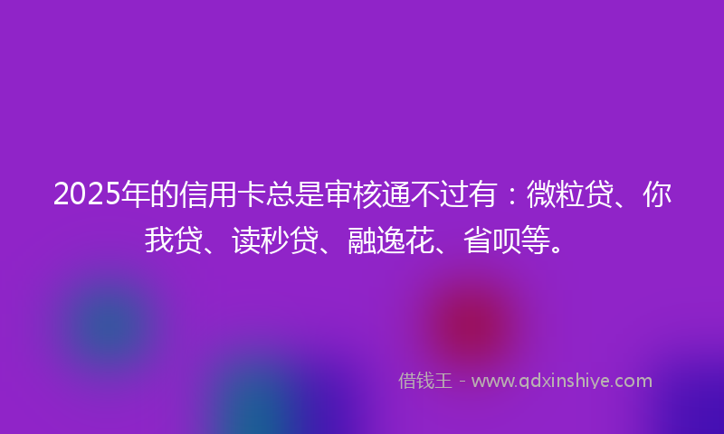 2025年的信用卡总是审核通不过有：微粒贷、你我贷、读秒贷、融逸花、省呗等。