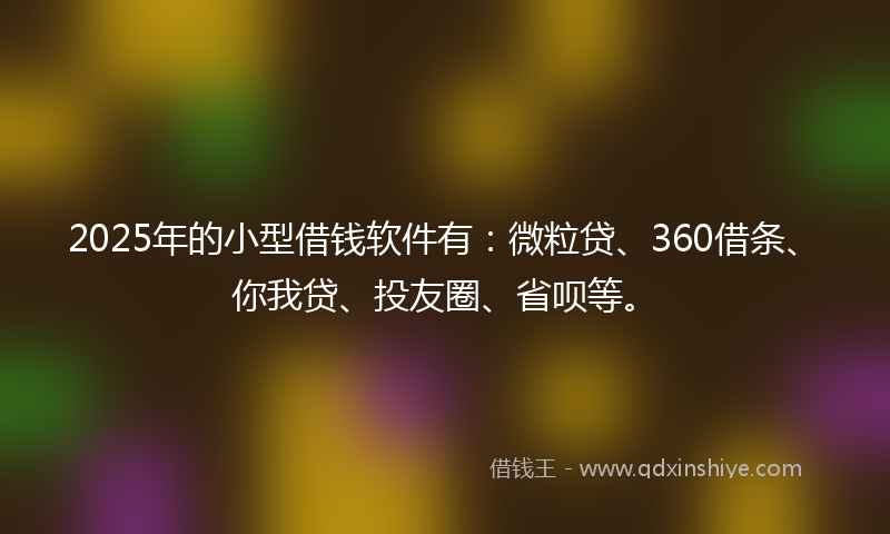 2025年的小型借钱软件有：微粒贷、360借条、你我贷、投友圈、省呗等。