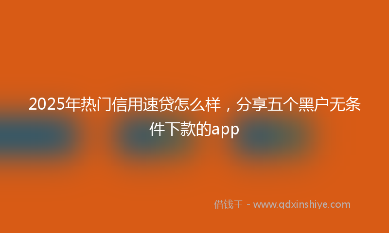 2025年热门信用速贷怎么样，分享五个黑户无条件下款的app
