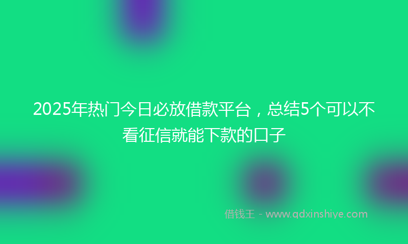 2025年热门今日必放借款平台，总结5个可以不看征信就能下款的口子