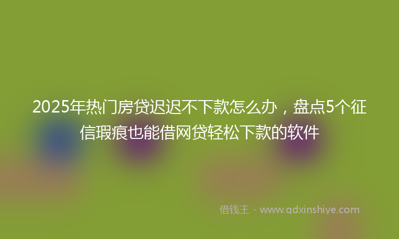 2025年热门房贷迟迟不下款怎么办，盘点5个征信瑕疵也能借网贷轻松下款的软件