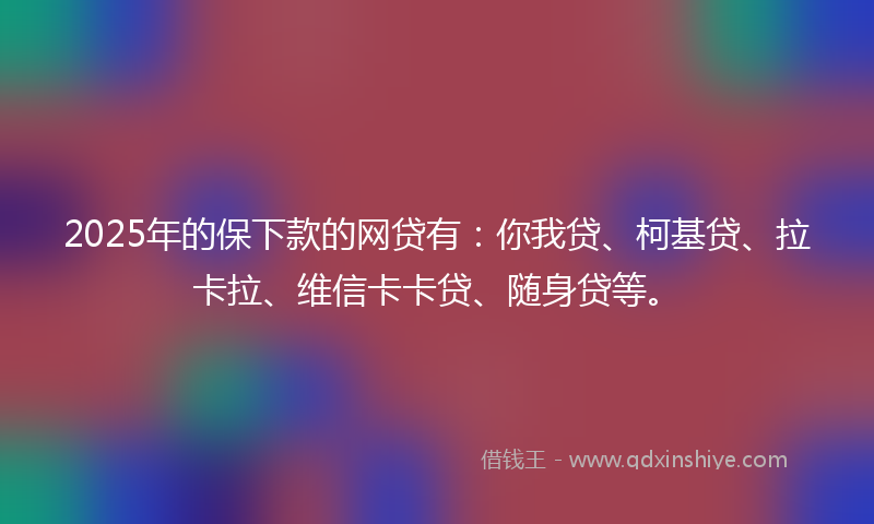 2025年的保下款的网贷有：你我贷、柯基贷、拉卡拉、维信卡卡贷、随身贷等。