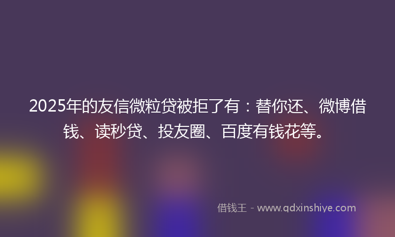 2025年的友信微粒贷被拒了有：替你还、微博借钱、读秒贷、投友圈、百度有钱花等。