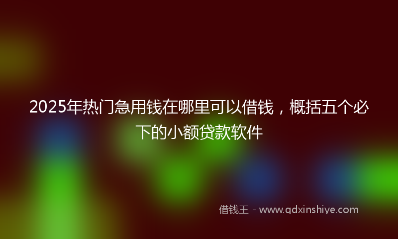 2025年热门急用钱在哪里可以借钱，概括五个必下的小额贷款软件