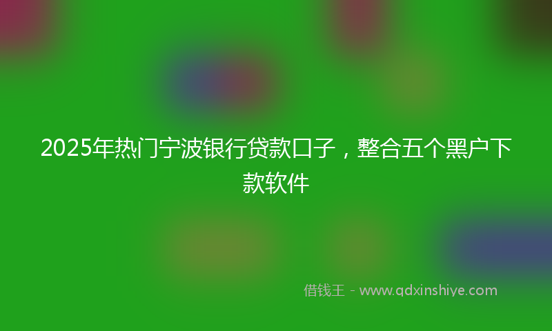 2025年热门宁波银行贷款口子，整合五个黑户下款软件