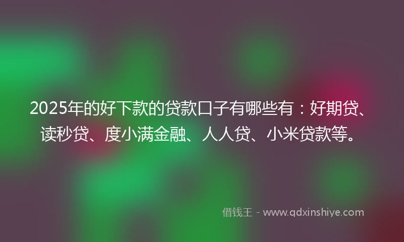 2025年的好下款的贷款口子有哪些有：好期贷、读秒贷、度小满金融、人人贷、小米贷款等。