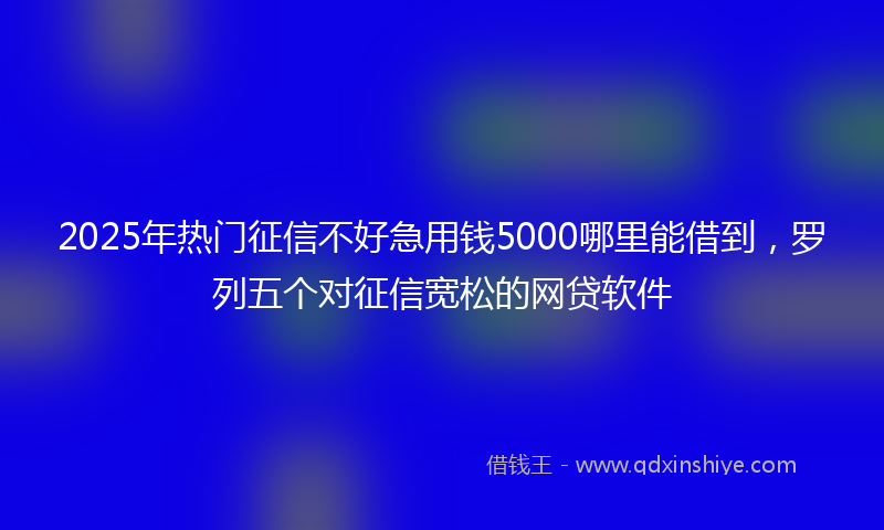 2025年热门征信不好急用钱5000哪里能借到，罗列五个对征信宽松的网贷软件