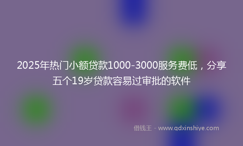 2025年热门小额贷款1000-3000服务费低，分享五个19岁贷款容易过审批的软件