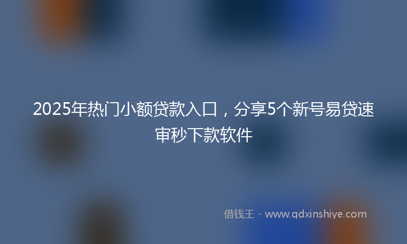 2025年热门小额贷款入口，分享5个新号易贷速审秒下款软件