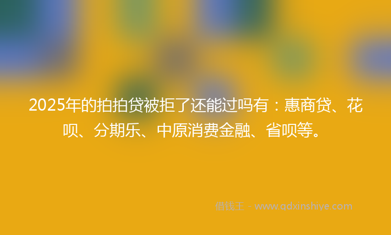 2025年的拍拍贷被拒了还能过吗有：惠商贷、花呗、分期乐、中原消费金融、省呗等。