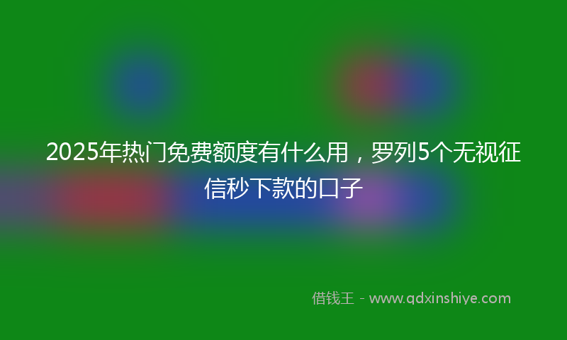 2025年热门免费额度有什么用，罗列5个无视征信秒下款的口子