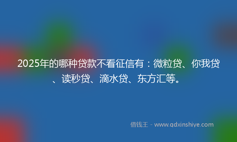 2025年的哪种贷款不看征信有：微粒贷、你我贷、读秒贷、滴水贷、东方汇等。