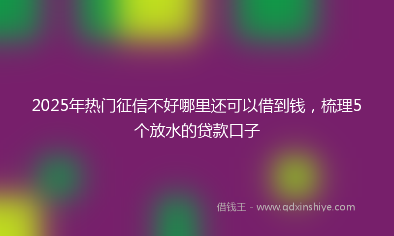 2025年热门征信不好哪里还可以借到钱，梳理5个放水的贷款口子
