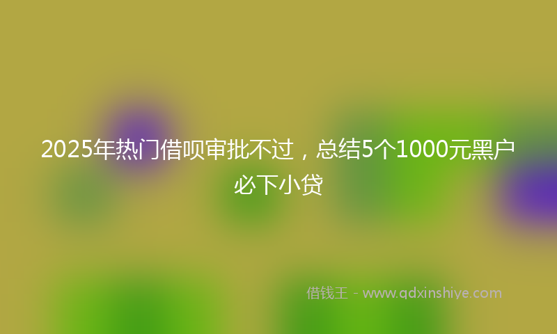 2025年热门借呗审批不过，总结5个1000元黑户必下小贷