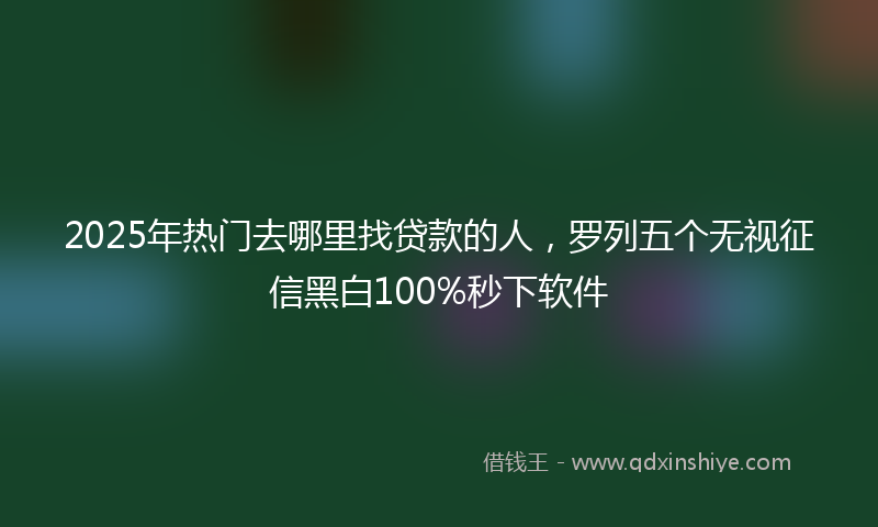 2025年热门去哪里找贷款的人，罗列五个无视征信黑白100%秒下软件