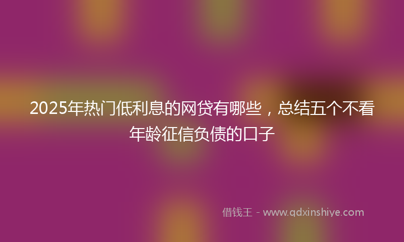 2025年热门低利息的网贷有哪些，总结五个不看年龄征信负债的口子