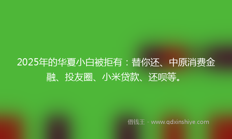 2025年的华夏小白被拒有：替你还、中原消费金融、投友圈、小米贷款、还呗等。