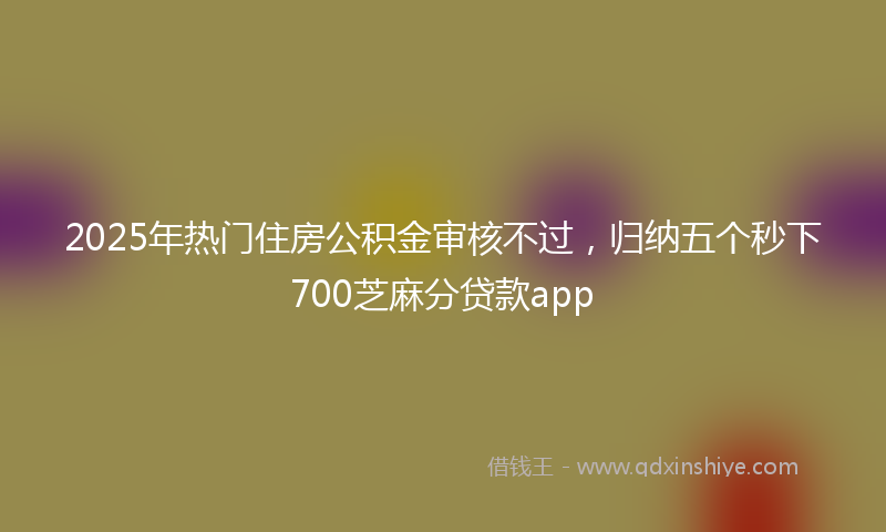 2025年热门住房公积金审核不过，归纳五个秒下700芝麻分贷款app