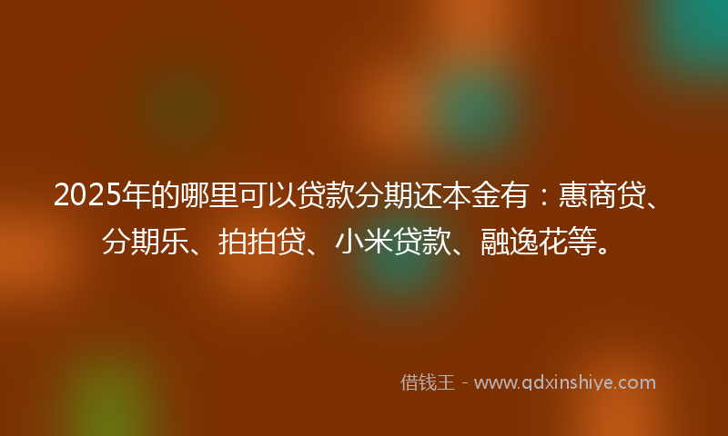 2025年的哪里可以贷款分期还本金有：惠商贷、分期乐、拍拍贷、小米贷款、融逸花等。