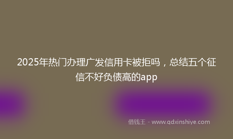 2025年热门办理广发信用卡被拒吗，总结五个征信不好负债高的app