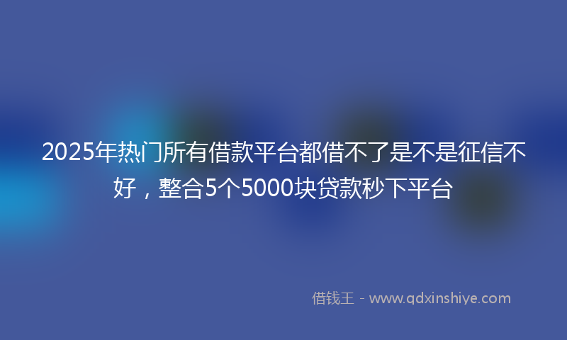 2025年热门所有借款平台都借不了是不是征信不好，整合5个5000块贷款秒下平台