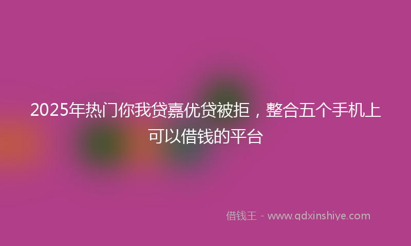 2025年热门你我贷嘉优贷被拒，整合五个手机上可以借钱的平台