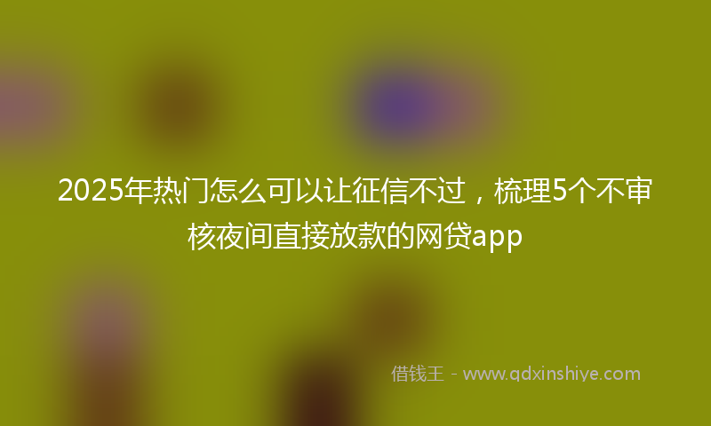 2025年热门怎么可以让征信不过，梳理5个不审核夜间直接放款的网贷app