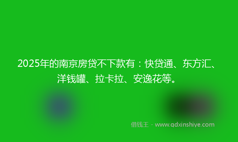 2025年的南京房贷不下款有：快贷通、东方汇、洋钱罐、拉卡拉、安逸花等。