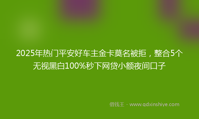 2025年热门平安好车主金卡莫名被拒，整合5个无视黑白100%秒下网贷小额夜间口子