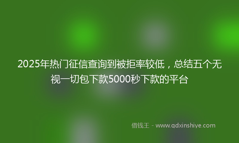 2025年热门征信查询到被拒率较低，总结五个无视一切包下款5000秒下款的平台