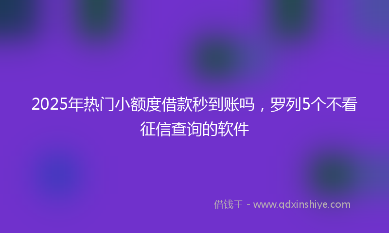 2025年热门小额度借款秒到账吗，罗列5个不看征信查询的软件
