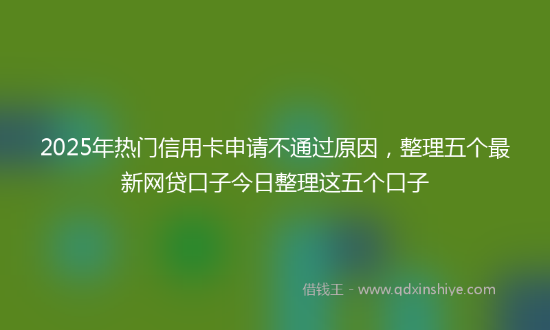 2025年热门信用卡申请不通过原因，整理五个最新网贷口子今日整理这五个口子