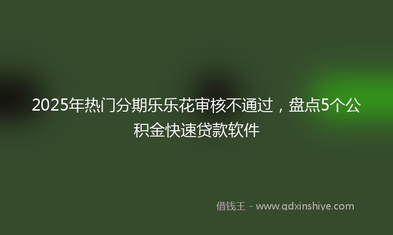 2025年热门分期乐乐花审核不通过，盘点5个公积金快速贷款软件