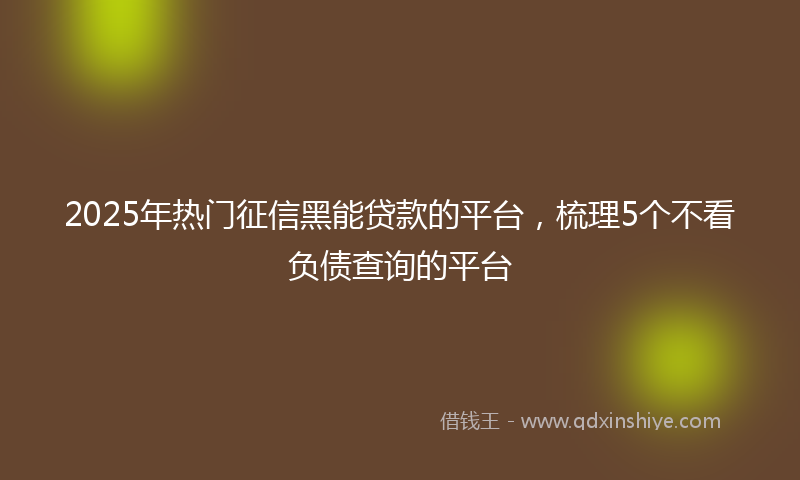 2025年热门征信黑能贷款的平台，梳理5个不看负债查询的平台