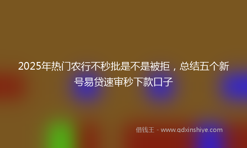 2025年热门农行不秒批是不是被拒，总结五个新号易贷速审秒下款口子
