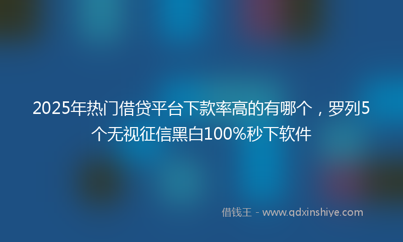 2025年热门借贷平台下款率高的有哪个，罗列5个无视征信黑白100%秒下软件