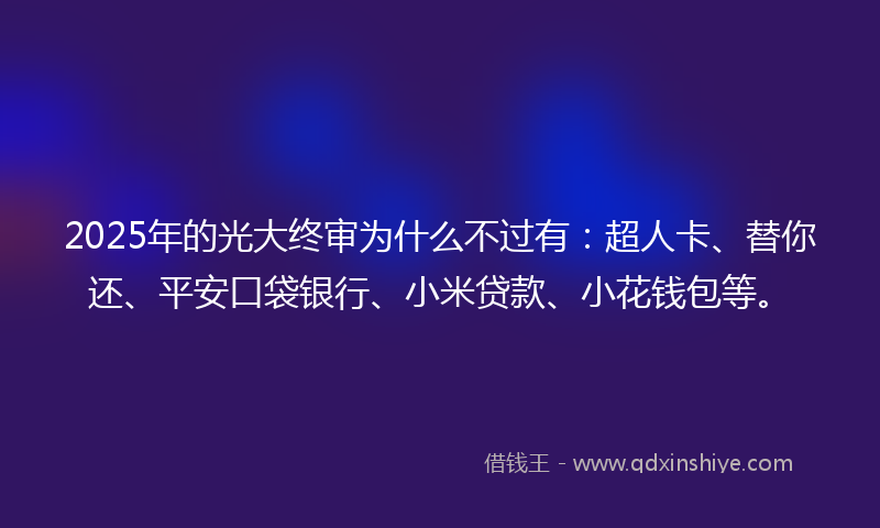 2025年的光大终审为什么不过有：超人卡、替你还、平安口袋银行、小米贷款、小花钱包等。
