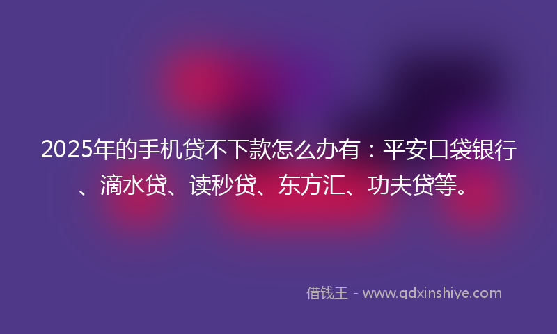 2025年的手机贷不下款怎么办有：平安口袋银行、滴水贷、读秒贷、东方汇、功夫贷等。