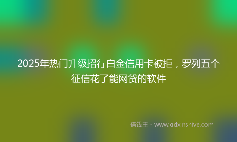 2025年热门升级招行白金信用卡被拒，罗列五个征信花了能网贷的软件
